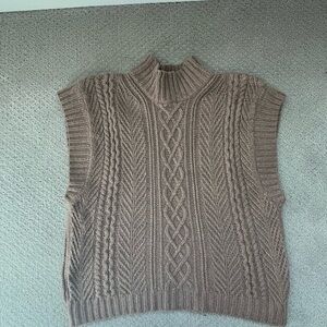Pink Rose Tan Cable Knit Turtleneck Sweater
